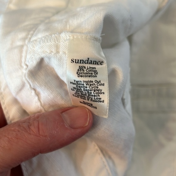 Sundance Catalog White Linen Shorts 16 NWT Lace Trim Pockets Cotton Coastal - Picture 5 of 7